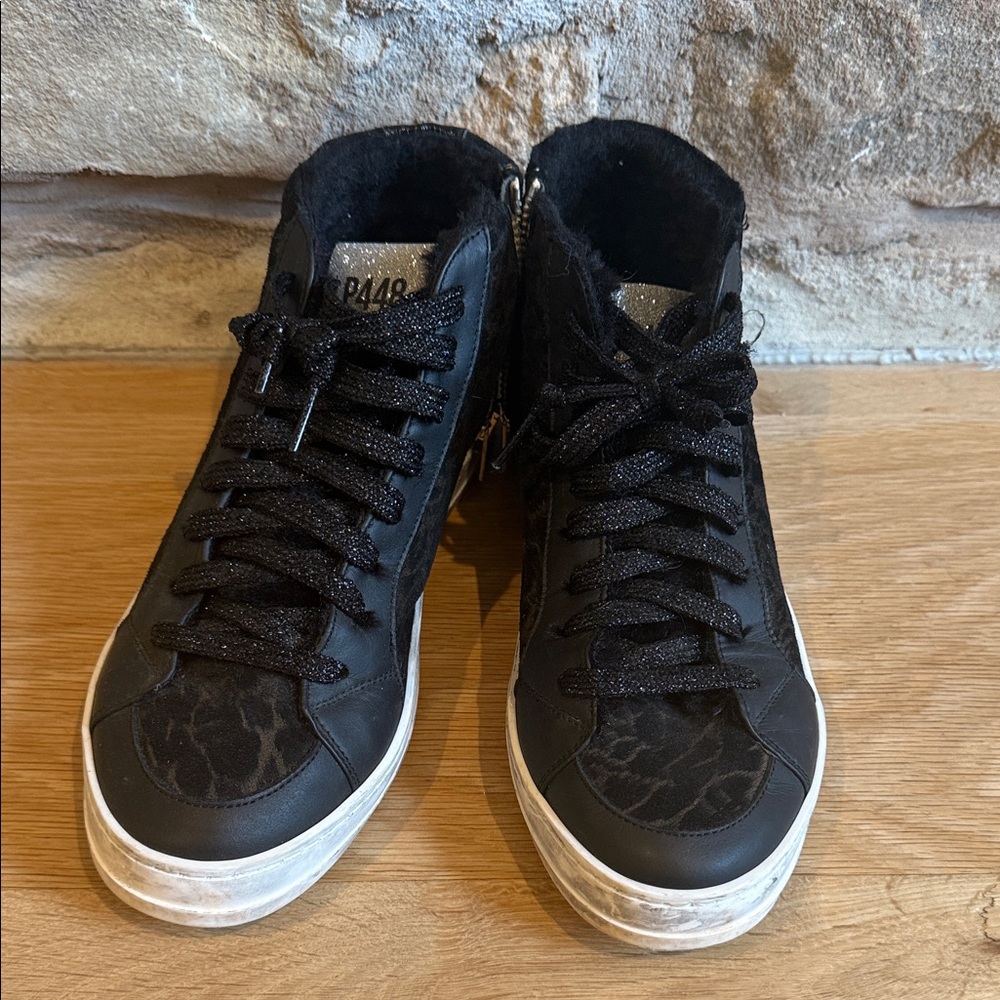 P448 Black and White High-Top Sneakers